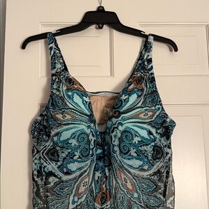 Blue and Orange Paisley Swim Top